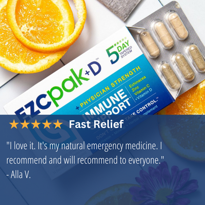 EZC Pak customer review about how EZC Pak is her natural emergency medicine