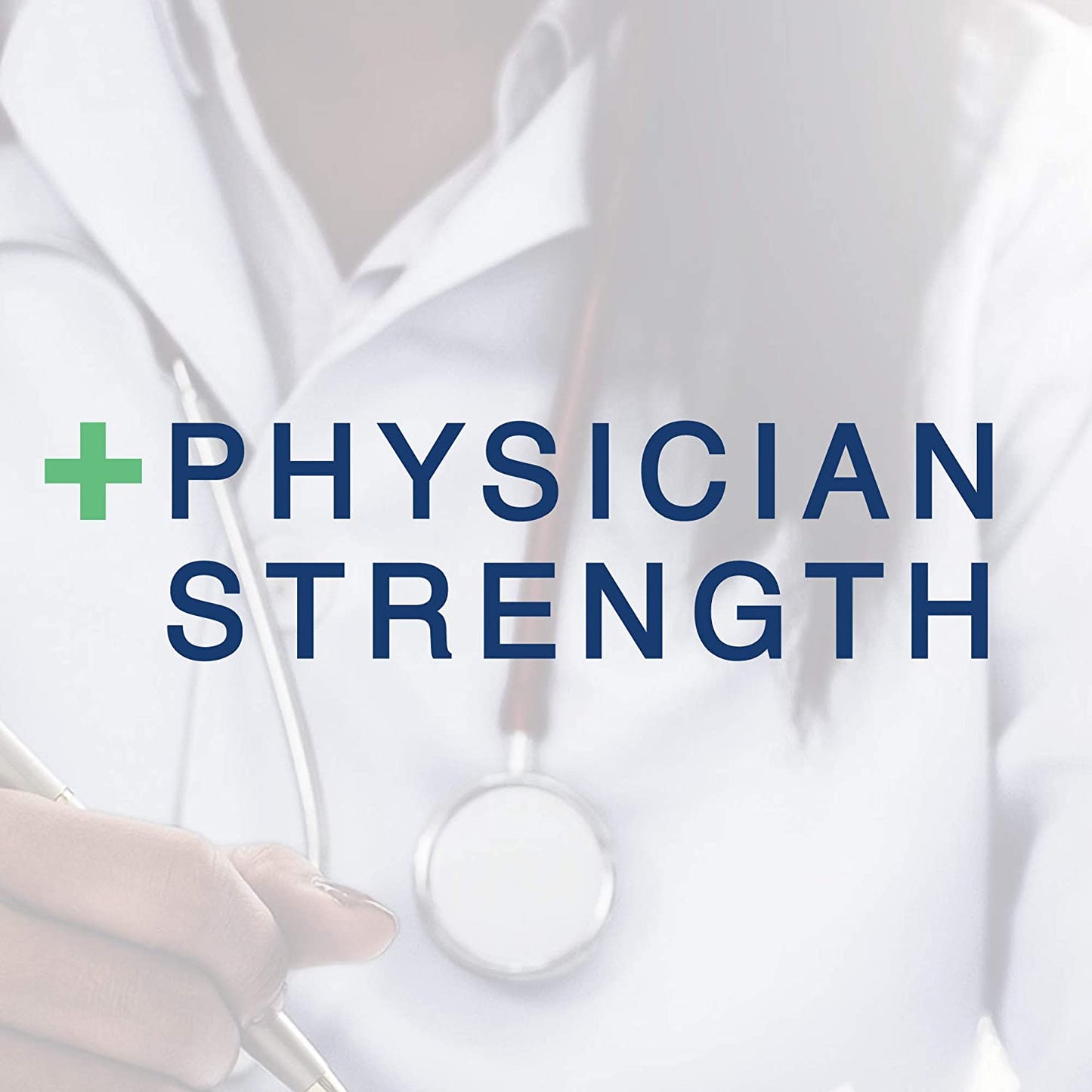 physician strength with doctor wearing stethoscope in background